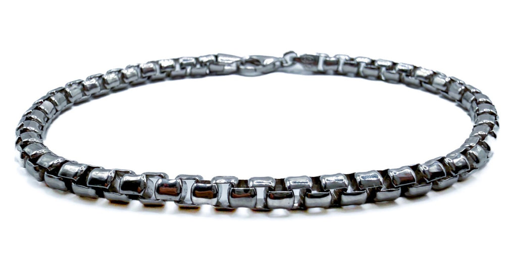 Modern Silver Box Chain Bracelet 8"