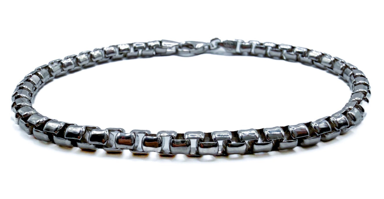 Modern Silver Box Chain Bracelet 8"
