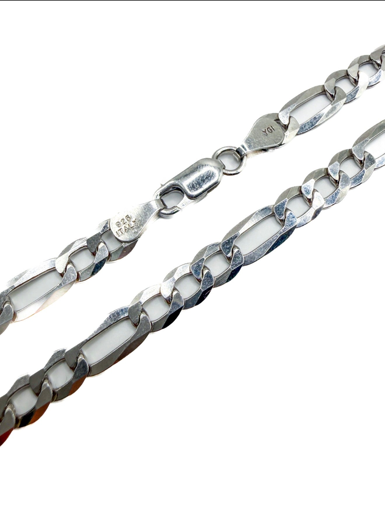Solid Sterling Silver Figaro Link Bracelet 8"
