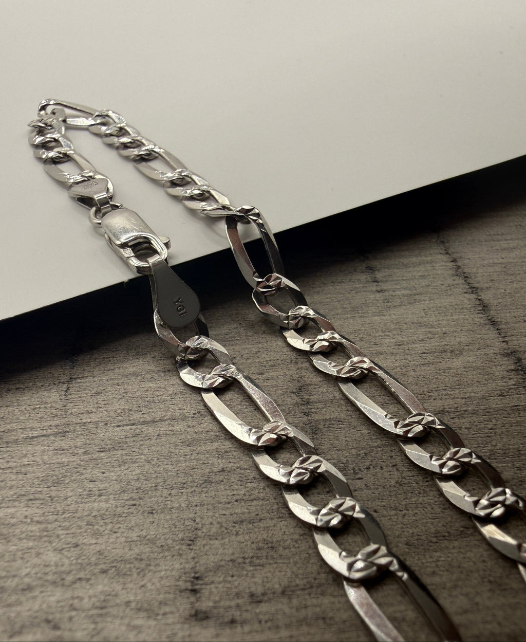 Solid Sterling Silver Figaro Link Bracelet 8"