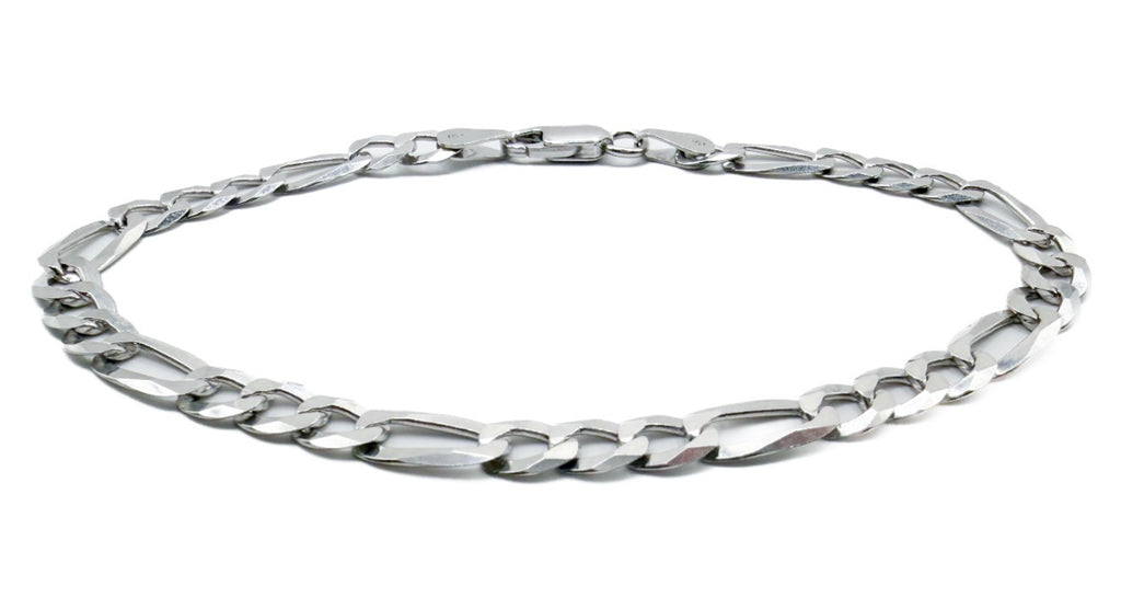 Solid Sterling Silver Figaro Link Bracelet 8"