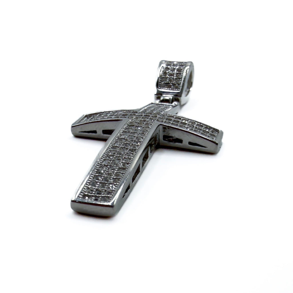 Iced-Out Cross Pendant - Sterling Silver