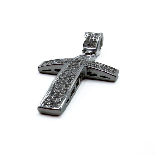 Iced-Out Cross Pendant - Sterling Silver