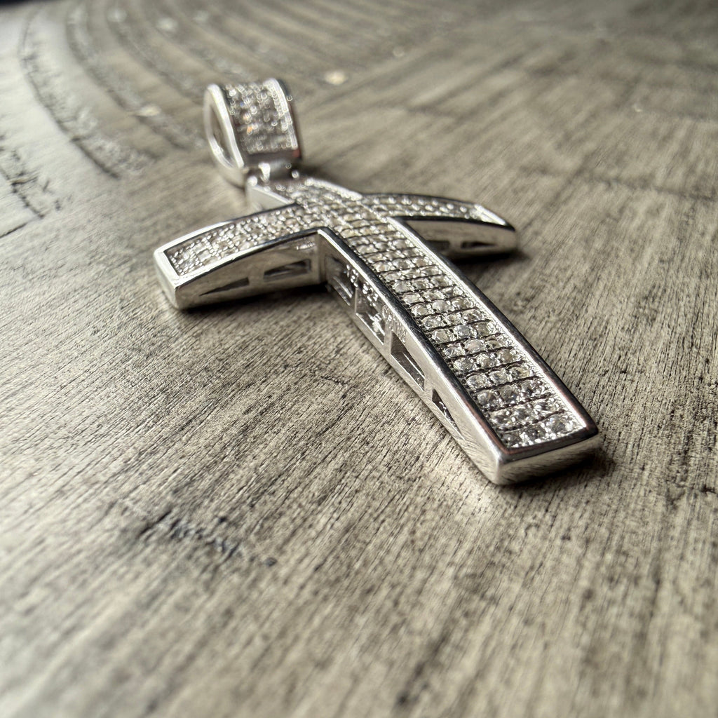 Iced-Out Cross Pendant - Sterling Silver