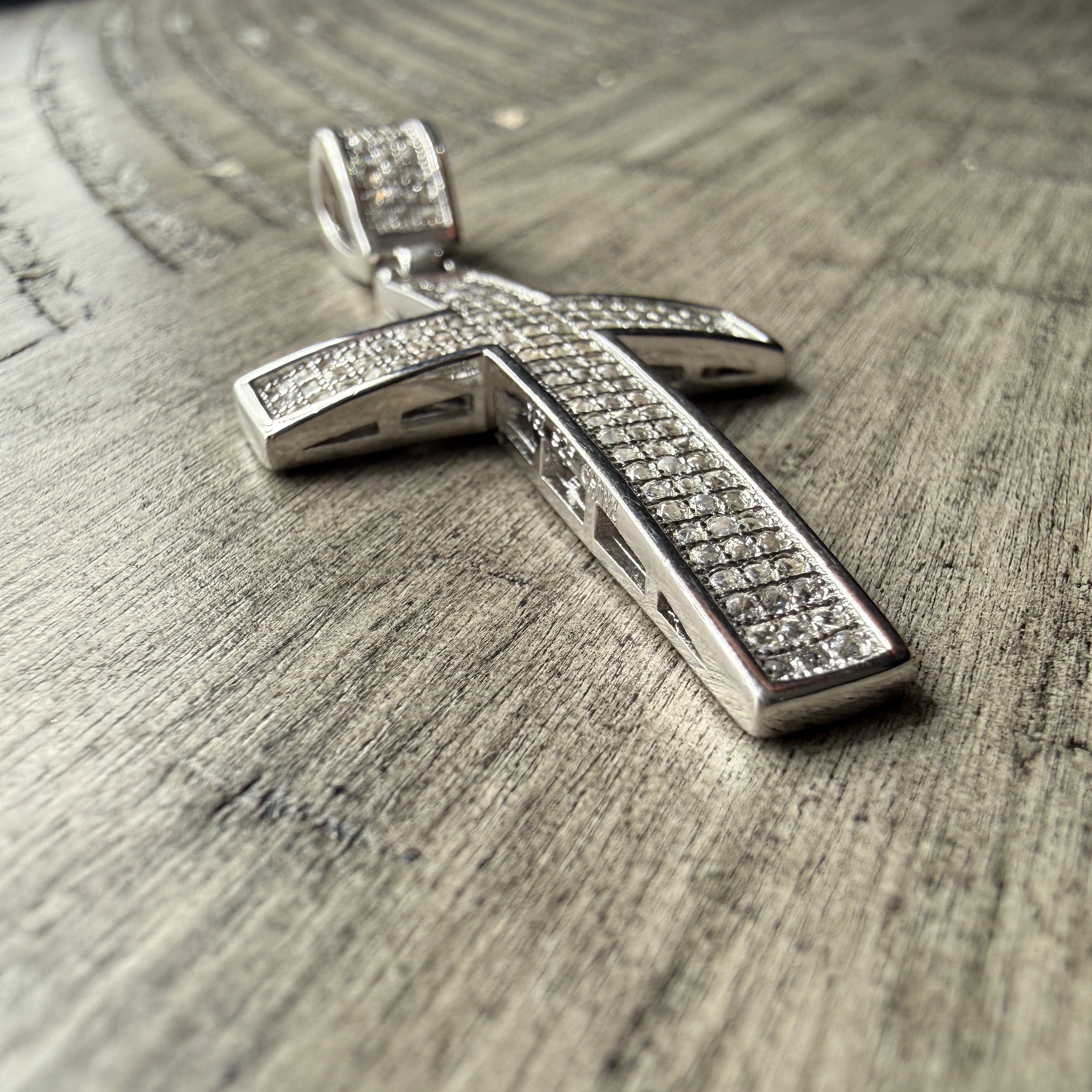 Iced-Out Cross Pendant - Sterling Silver